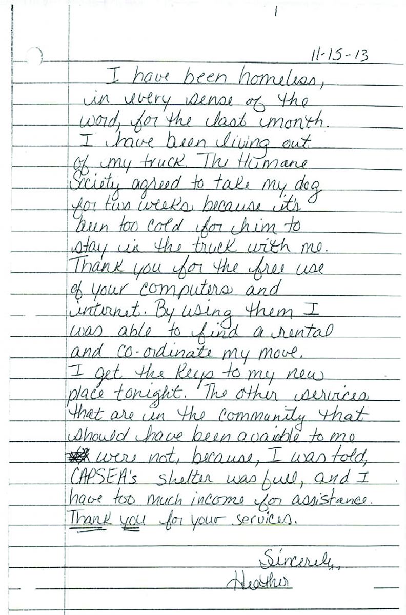 A Pennsylvania resident's letter to a library