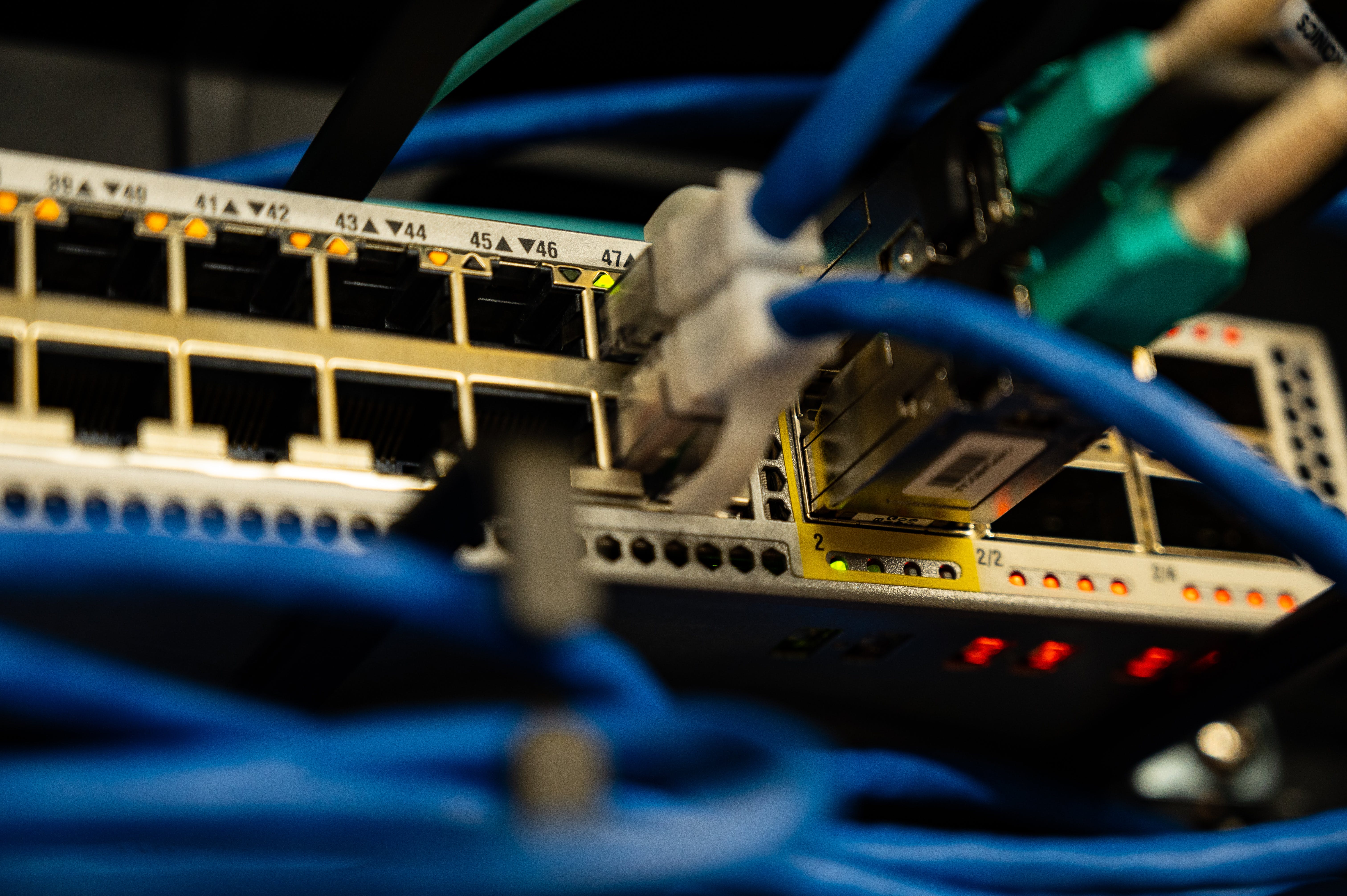 Ethernet cables representing fiber broadband.