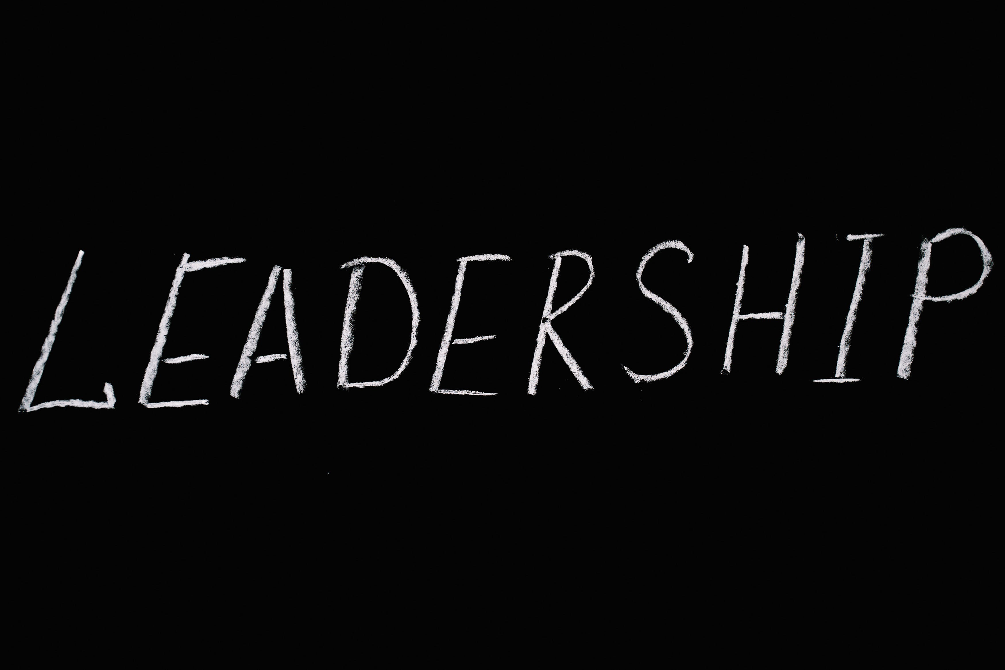 Leadership written on a chalkboard.