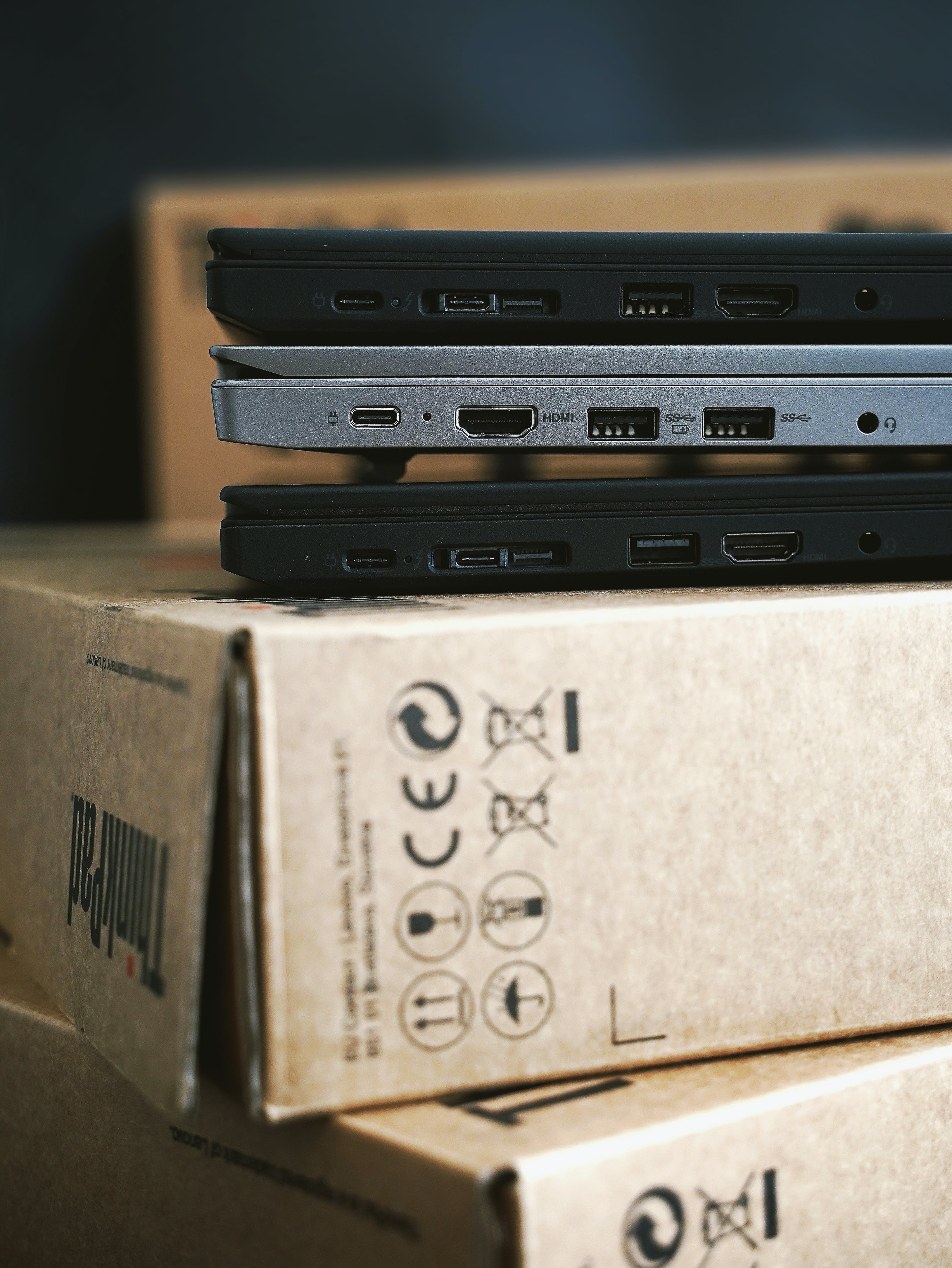 A photo showing laptops.