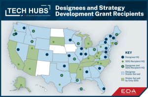 EDA Designated Tech Hubs across the United States.