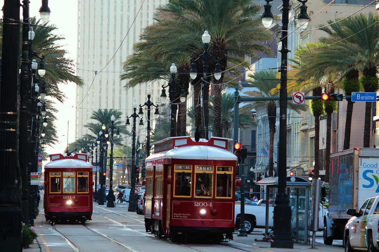 Photo showing Canal Street in New Orleans.