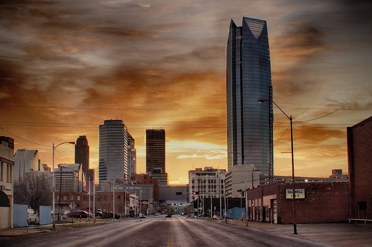 The skyline of Oklahoma City, OK.