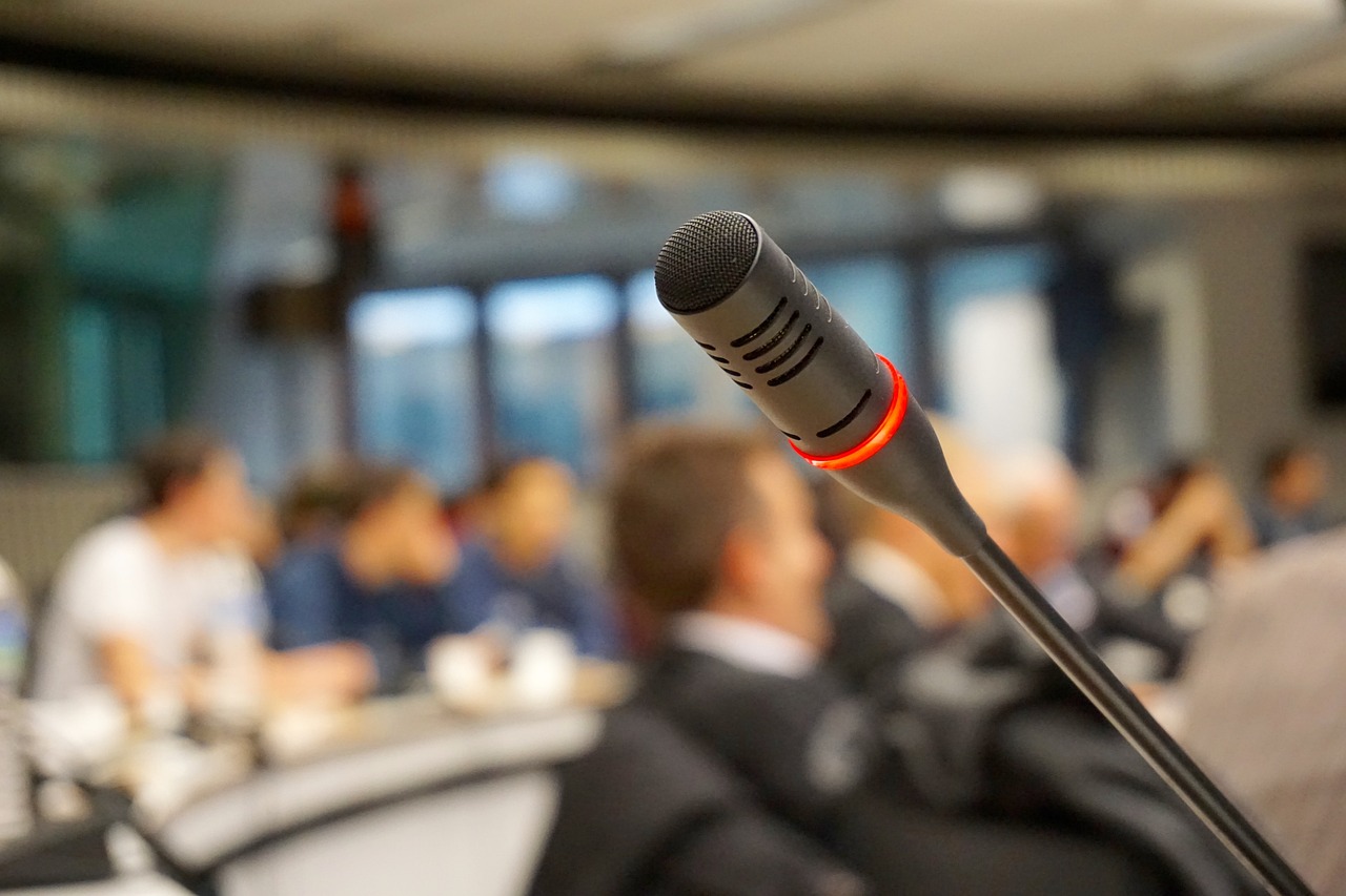 Microphone at a conference meeting.