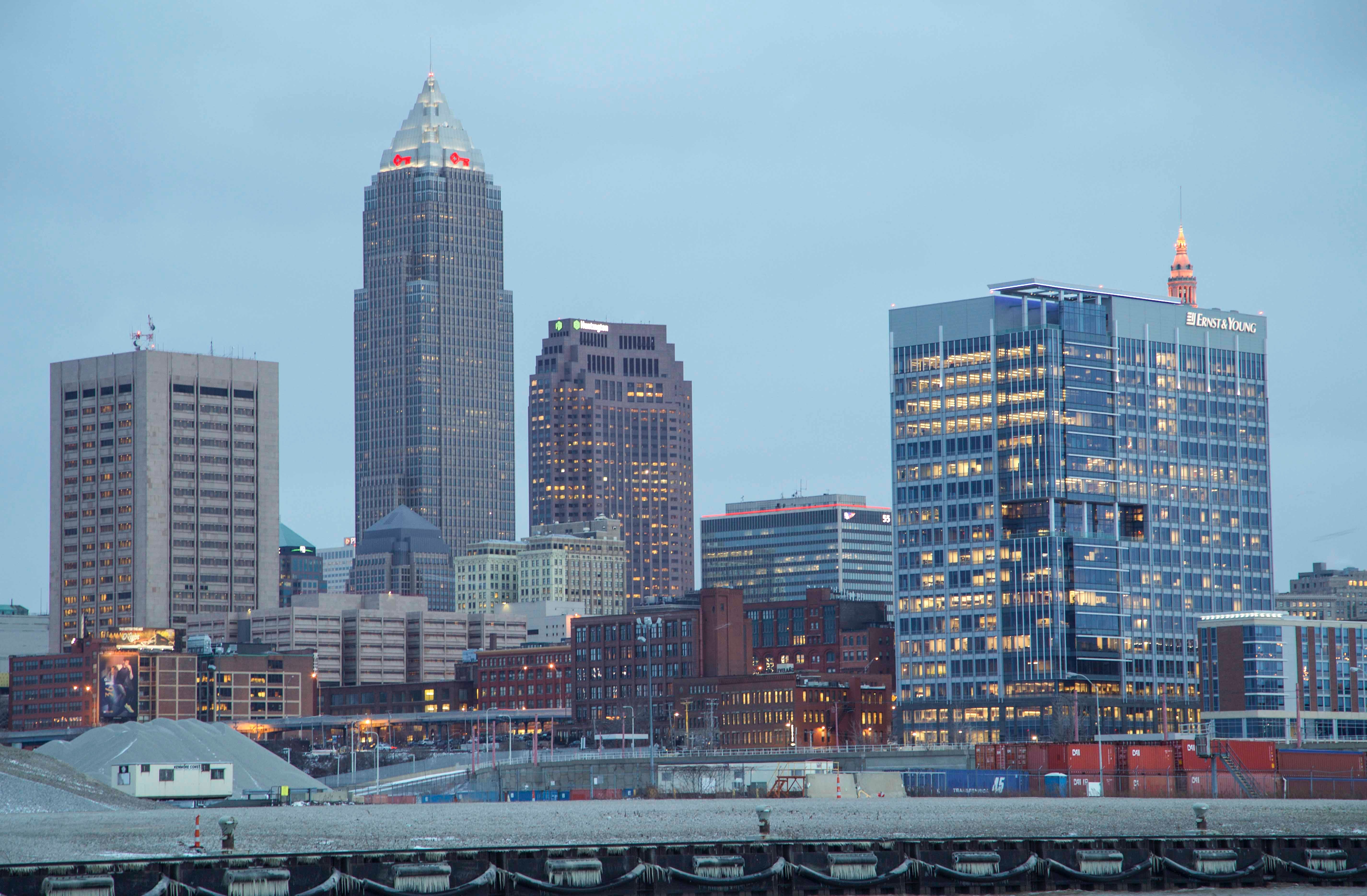 The skyline of Cleveland, Ohio.
