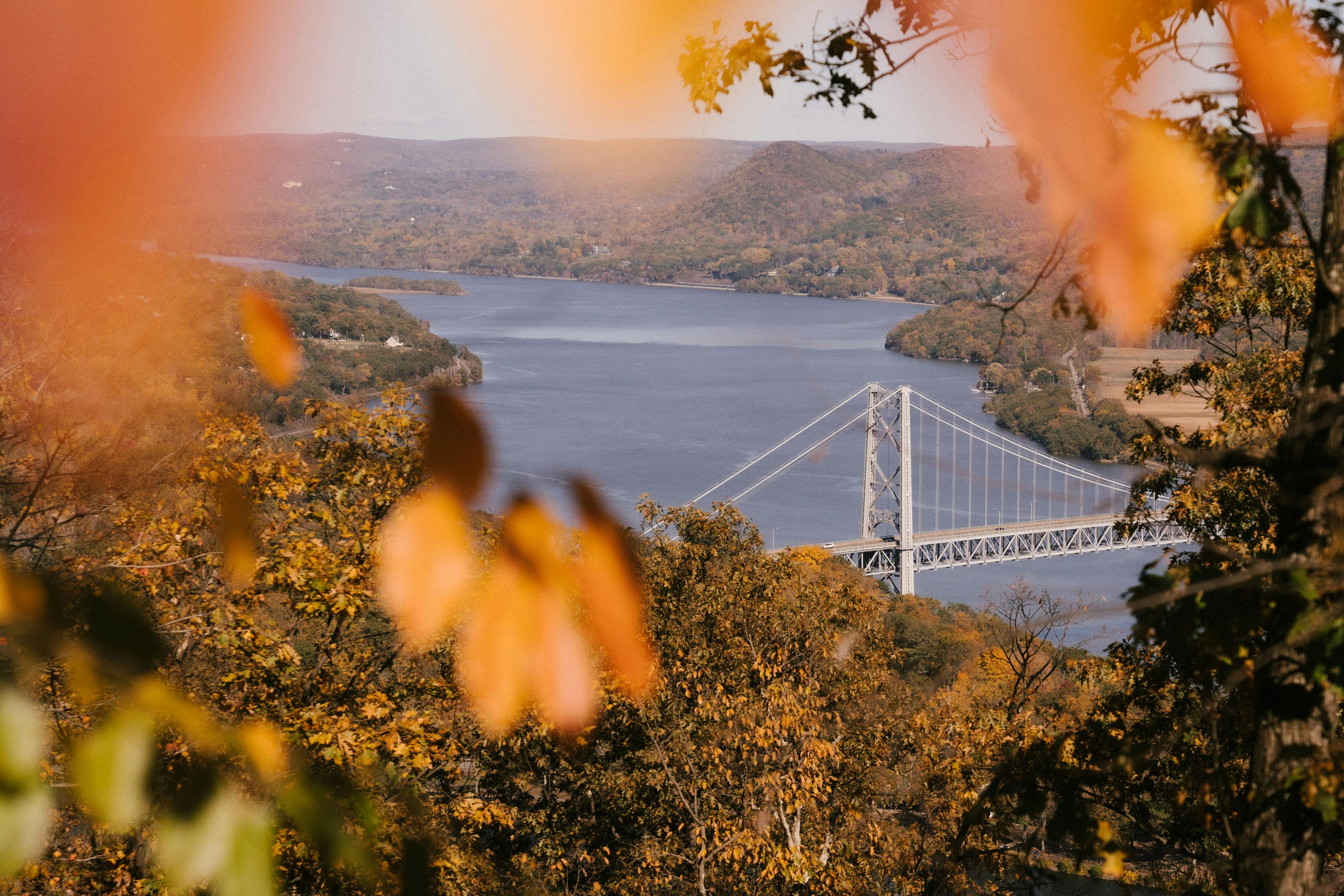 A bridge is pictured going across the Hudson River.