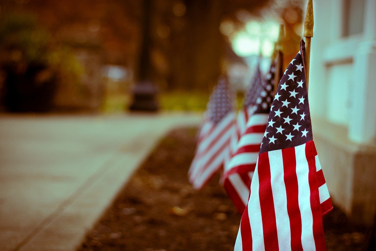 American flags.