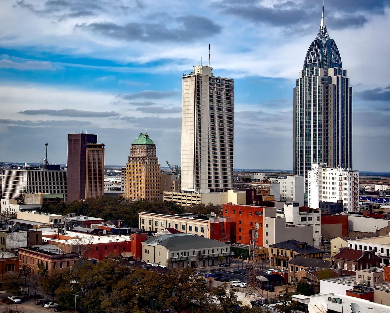 mobile, alabama, city, cities, urban, skyline, nature, cityscape, hdr, downtown, buildings, architecture, sky, clouds, rsa tower, skyscraper, blue mobile, alabama, alabama, alabama, alabama, alabama