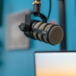 black and silver microphone on black stand