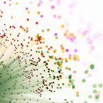 Abstract colorful bokeh lights on white background